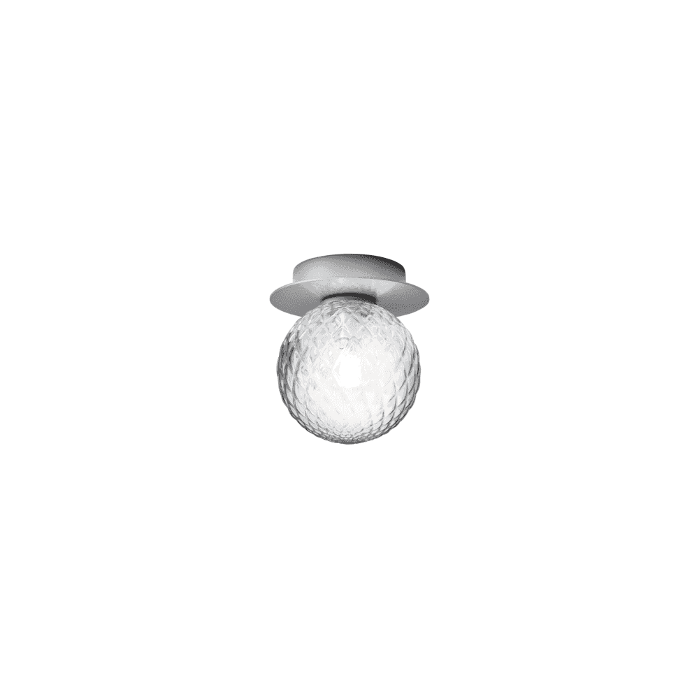 Nuura Liila 1 Light Small IP44 Wall/Flush Light - Light Silver & Optic Clear Glass