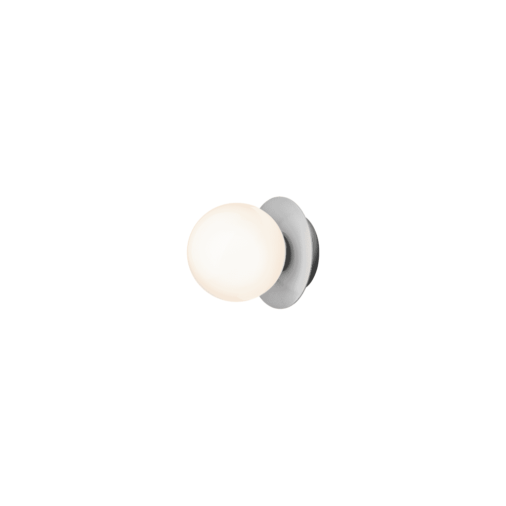 Nuura Liila 1 Light Small IP44 Wall/Flush Light - Light Silver & Opal Glass