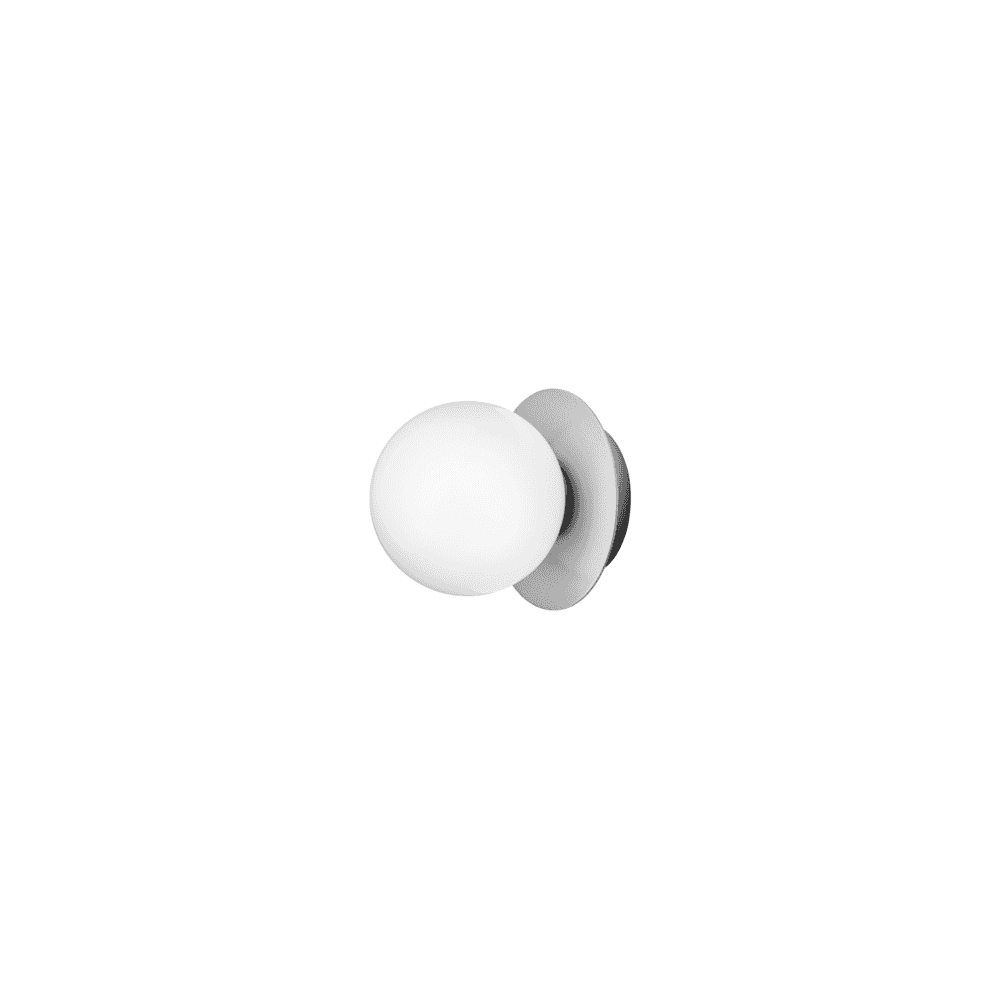 Nuura Liila 1 Light Small IP44 Wall/Flush Light - Light Silver & Opal Glass