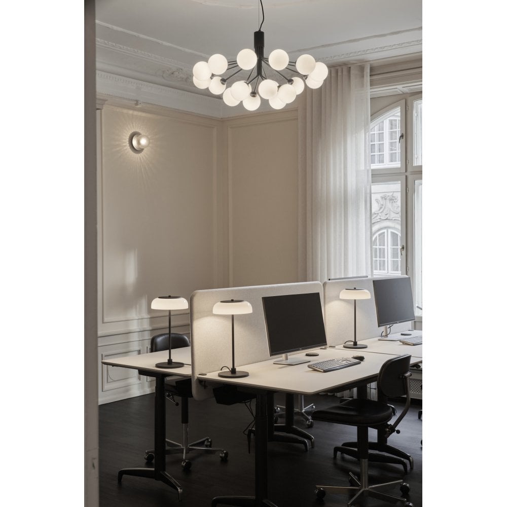 Nuura Apiales 18 Light Chandelier - Satin Black & Opal Glass