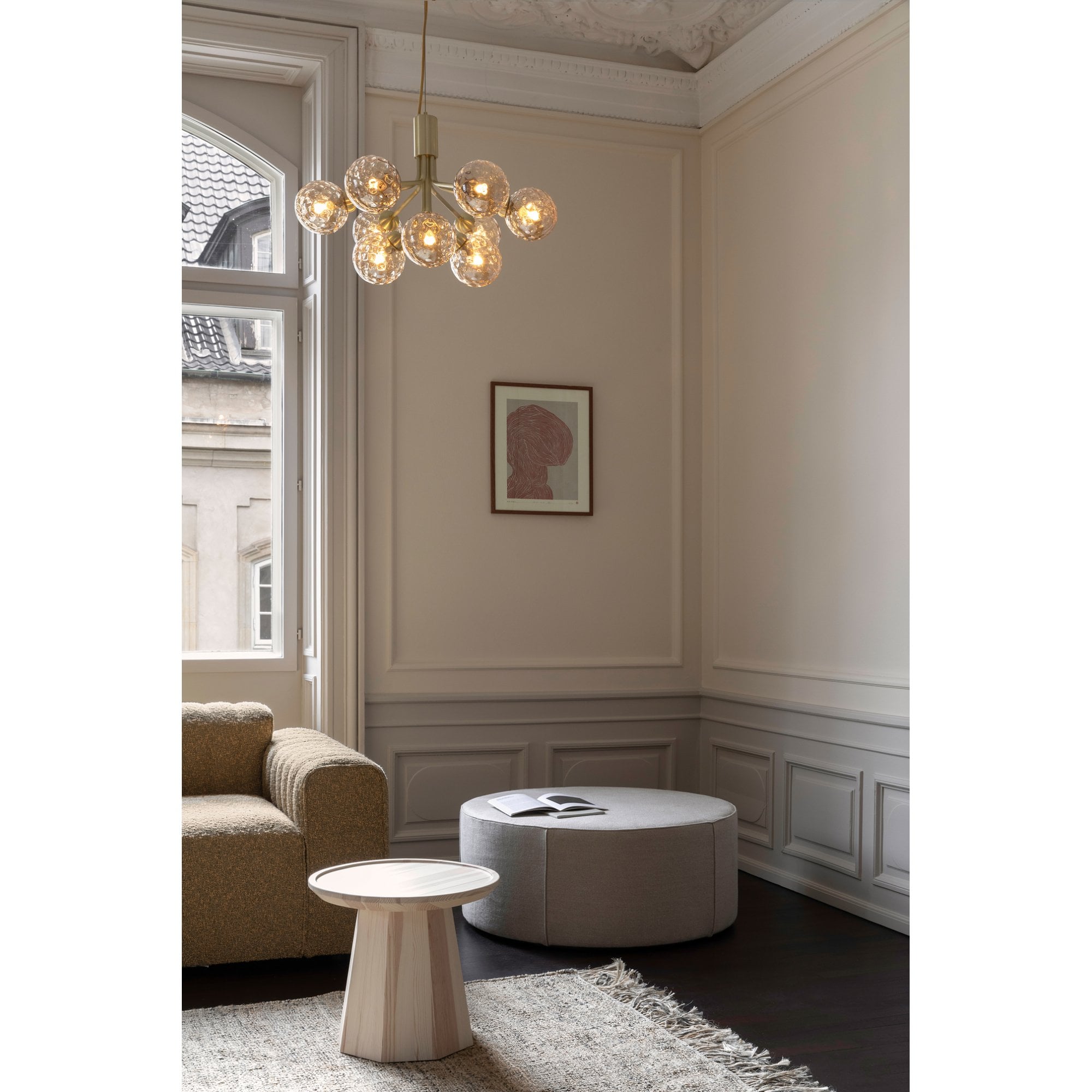 Nuura Apiales 9 Light Chandelier - Brushed Brass & Optic Gold Glass