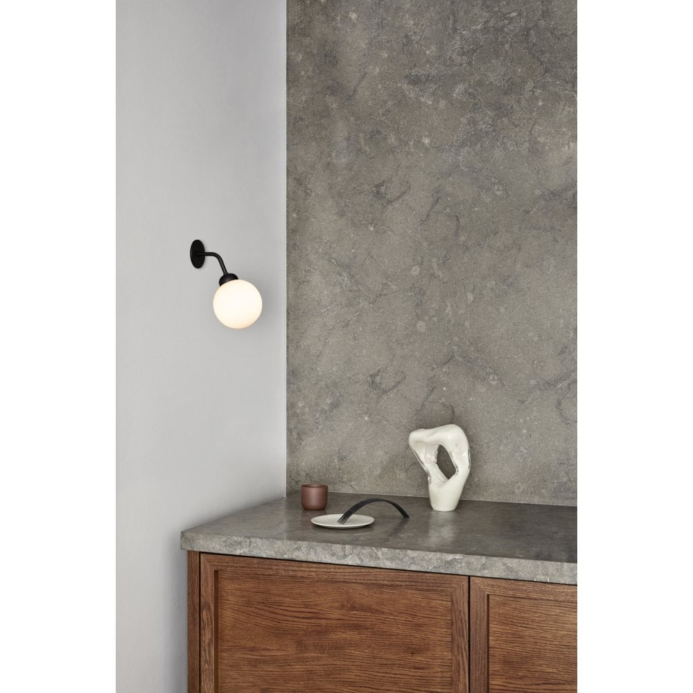 Nuura Apiales Hard-Wired Wall Light - Satin Black & Opal Glass