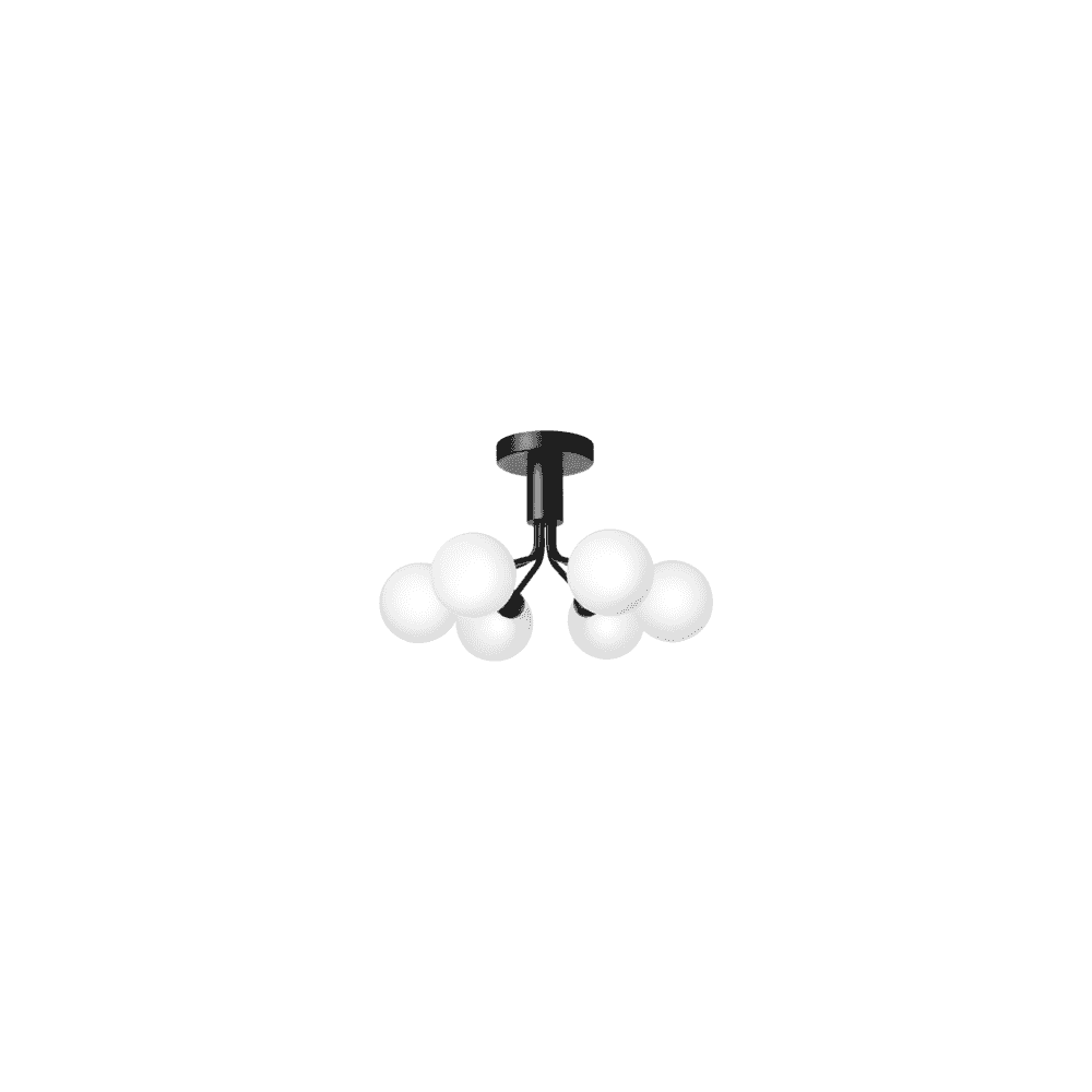 Nuura Apiales 6 Light Ceiling Light - Satin Black & Opal Glass