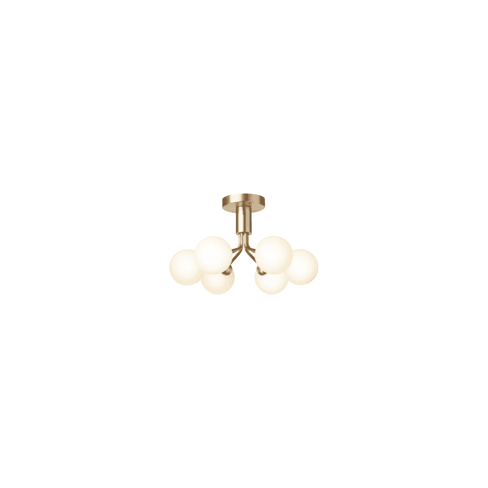 Nuura Apiales 6 Light Ceiling Light - Brushed Brass & Opal Glass