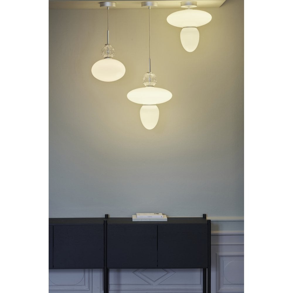Nuura Rizzatto 32 Pendant - Satin Silver & Opal Glass