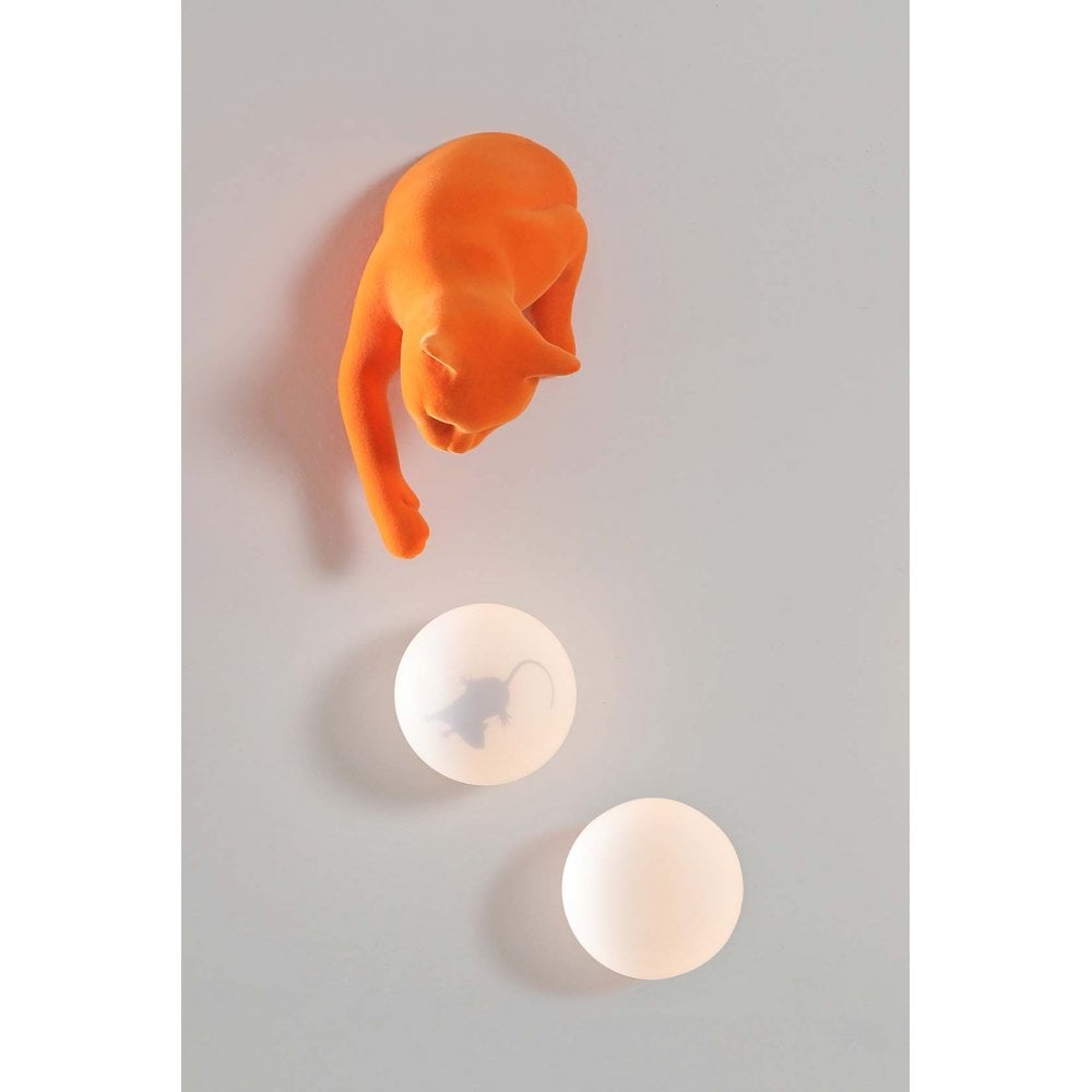 Karman Maoo Cat Wall Lamp - Orange Velvet