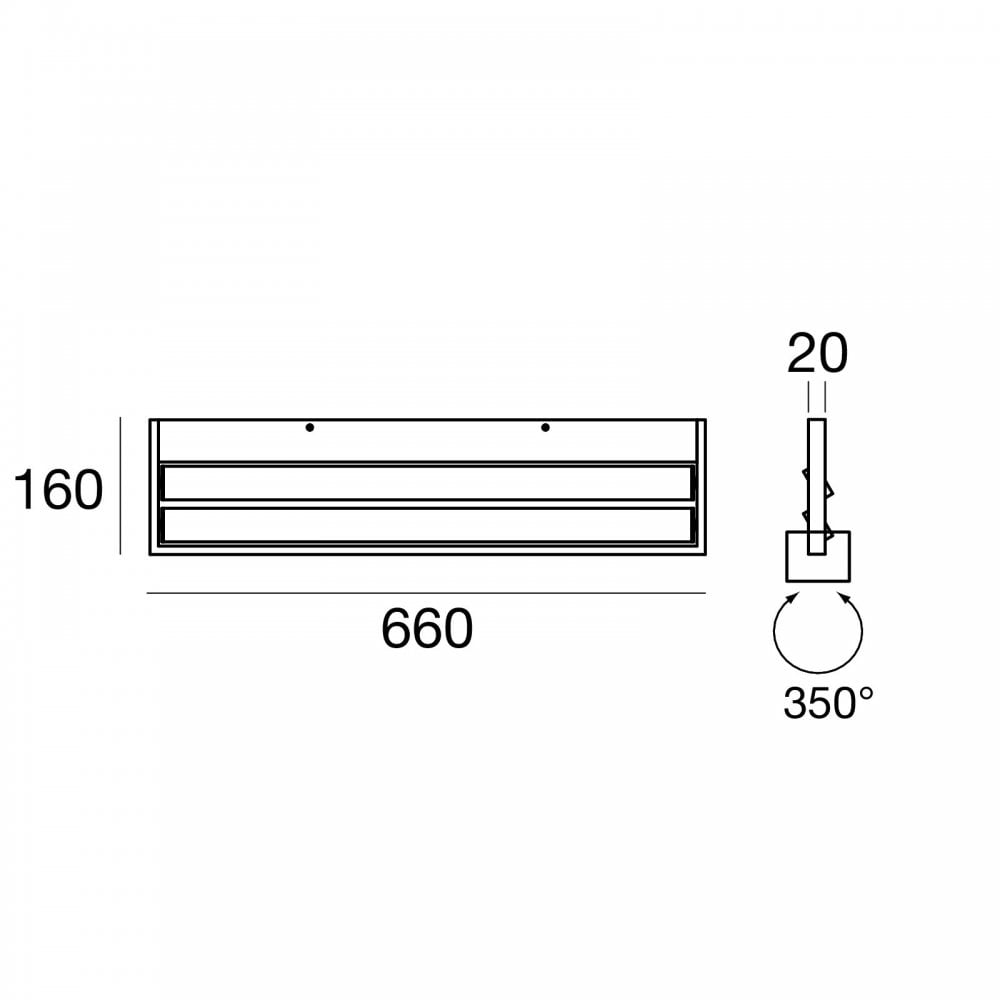 Stilnovo Tablet 66cm Large Double Wall Light - Black