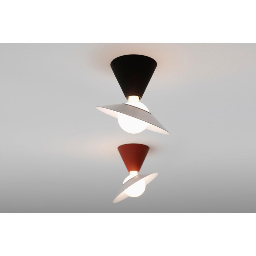 Stilnovo Fante Flush Light - Brick Red & Matt White