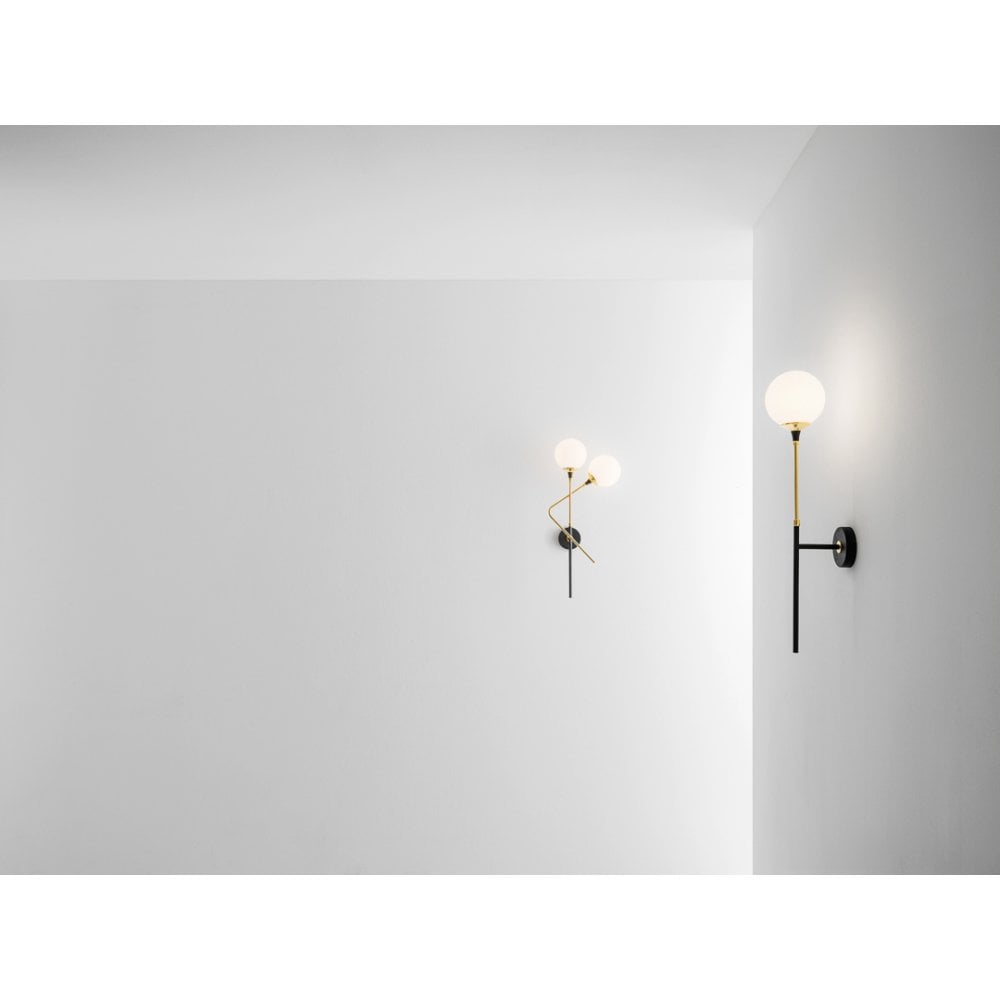 Stilnovo Galassia 2 Light Wall Light - Right - Gold & White Glass