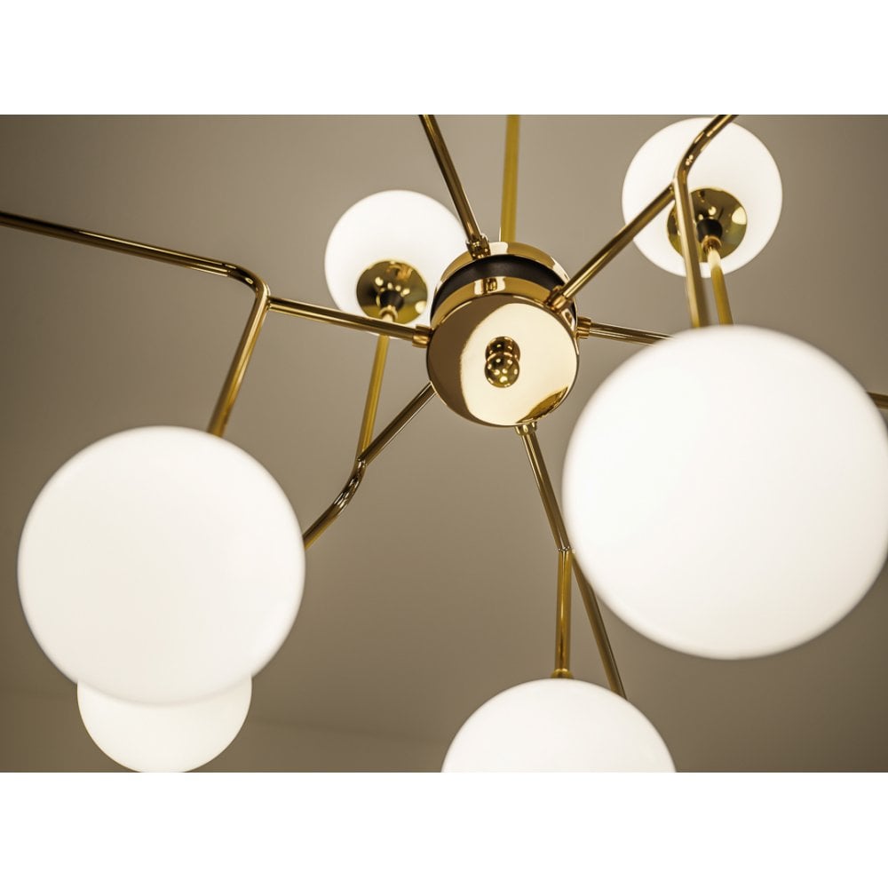 Stilnovo Galassia 12 Light Pendant - Gold & White Glass