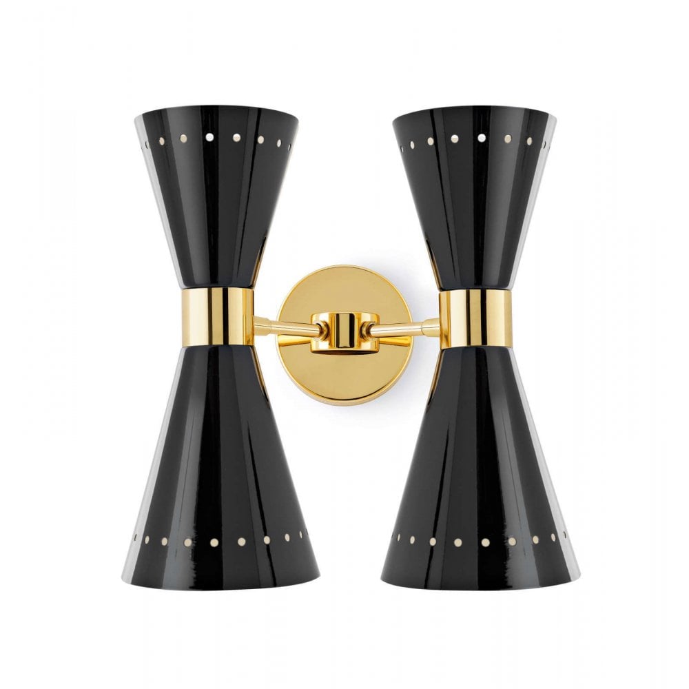Stilnovo Megafono 2 Arm Wall Light - Gold & Black