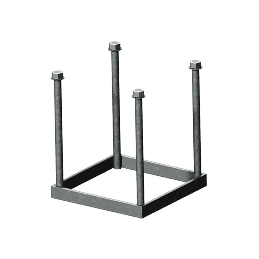 Harte Medium 150mm Square Foundation Frame - Galvanised Steel with 4 Threaded Bars