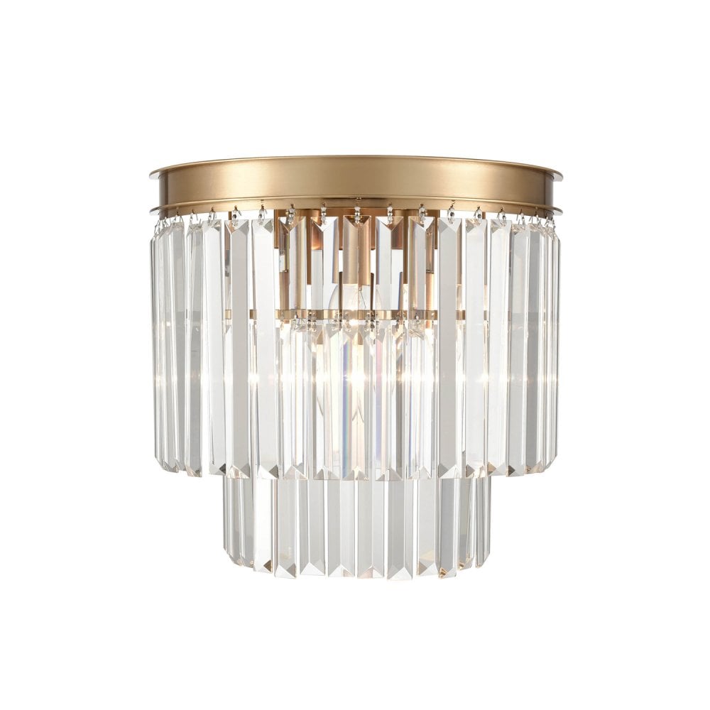 Franklite Perdita 3 Light Wall Bracket Light - Brushed Brass & Crystal Glass