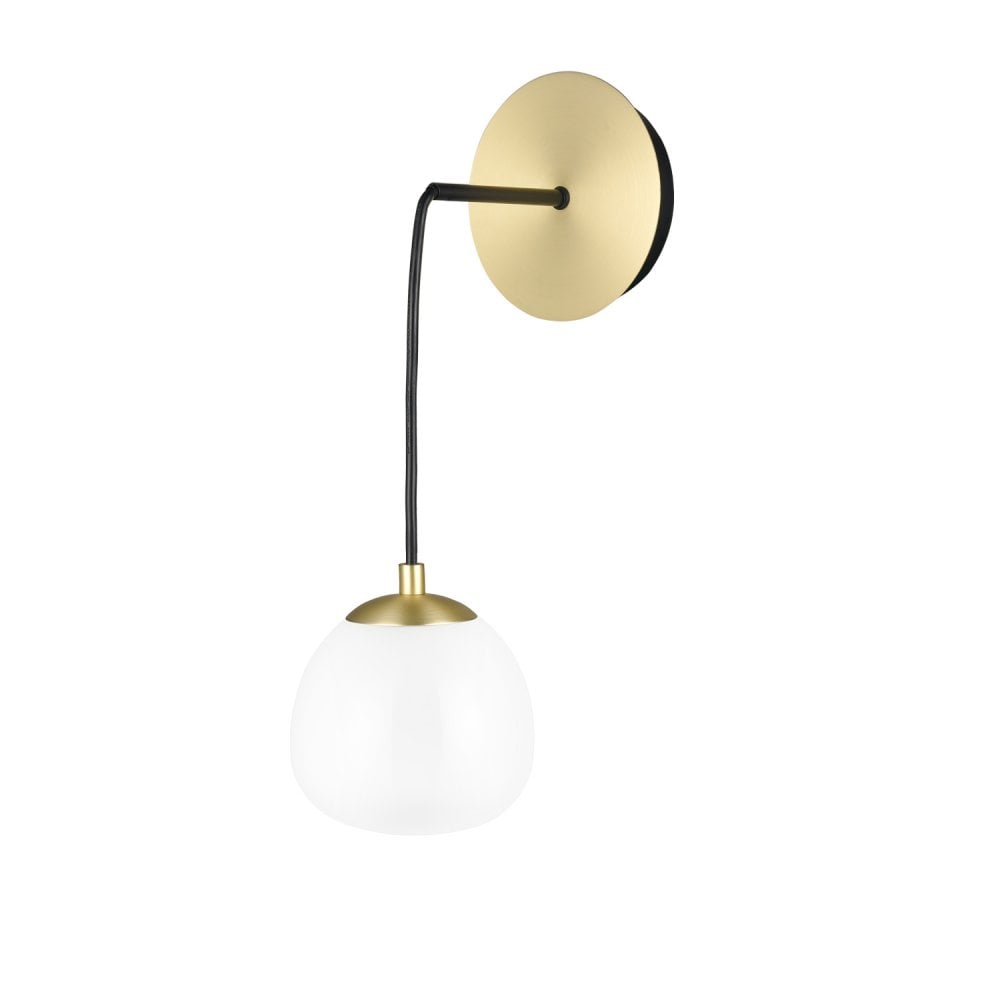 Franklite Vermeer 1 Light Pendant/Wall Light - Matt Black & Gold
