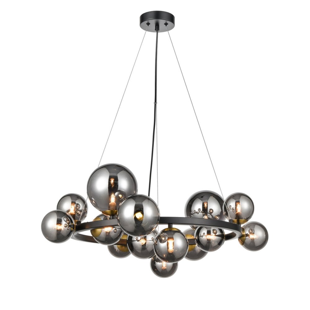 Franklite Atmosphere 14 Light Pendant - Matt Black & Brushed Brass