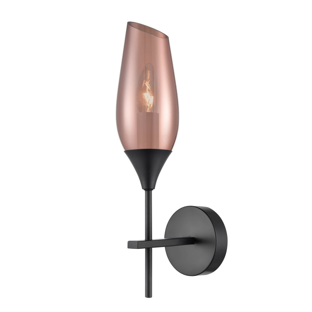 Franklite Taper 1 Light Wall Bracket Light - Copper Glass