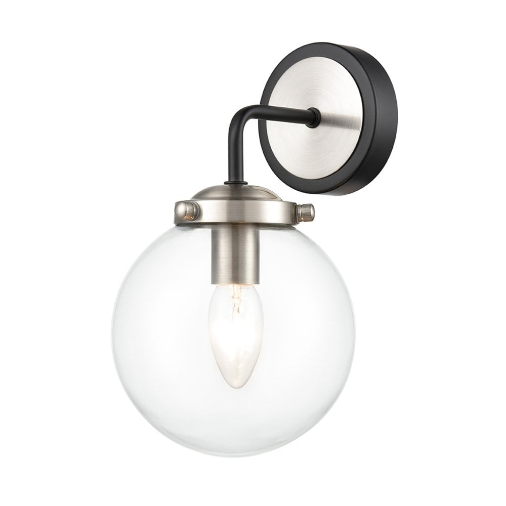 Franklite Lithos 1 Light Wall Bracket Light - Matt Black & Satin Nickel