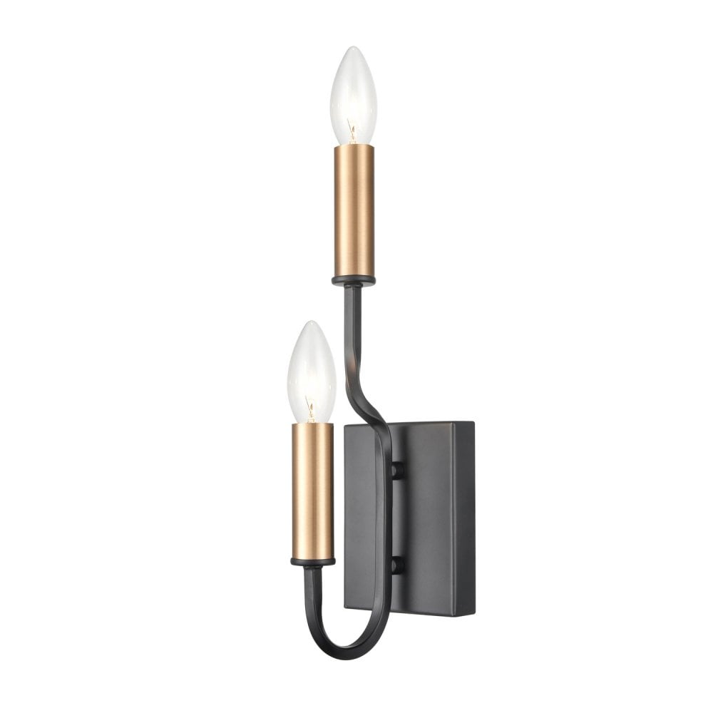 Franklite Kasteel 2 Light Wall Light - Antique Bronze with Brushed Brass Accents