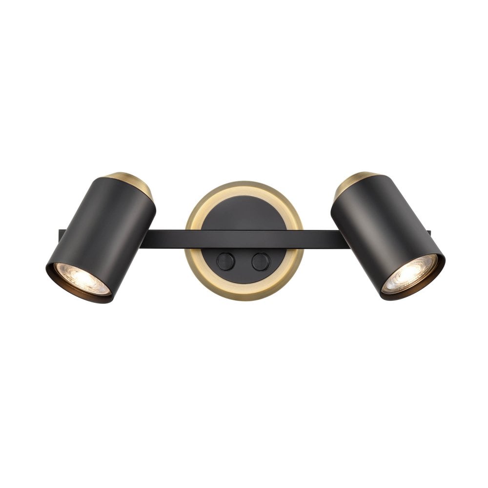 Franklite Hollywood 2 Light Spot - Matt Black & Brushed Brass