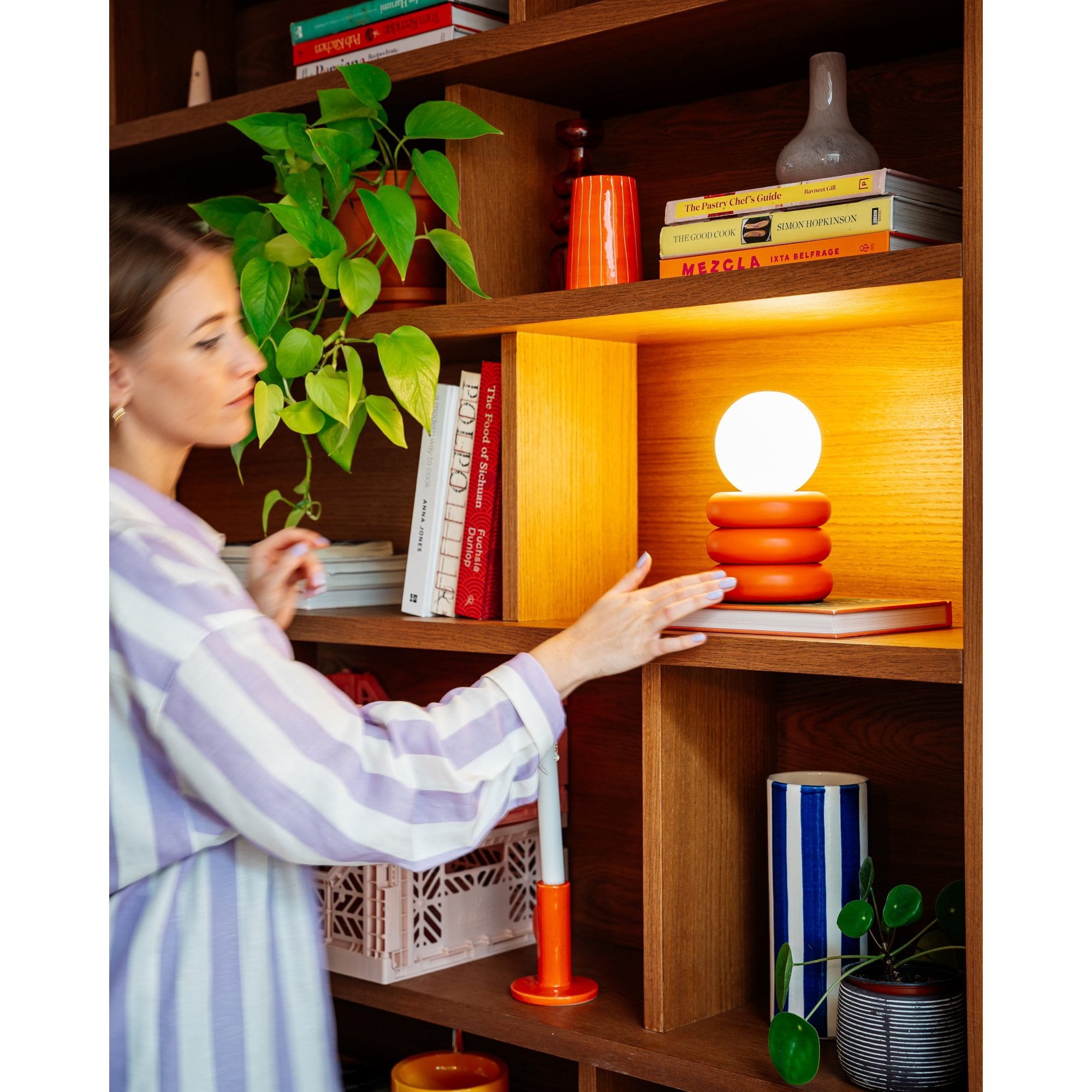 houseof. Tube 'Glow Worm' Rechargeable Table Lamp - Orange