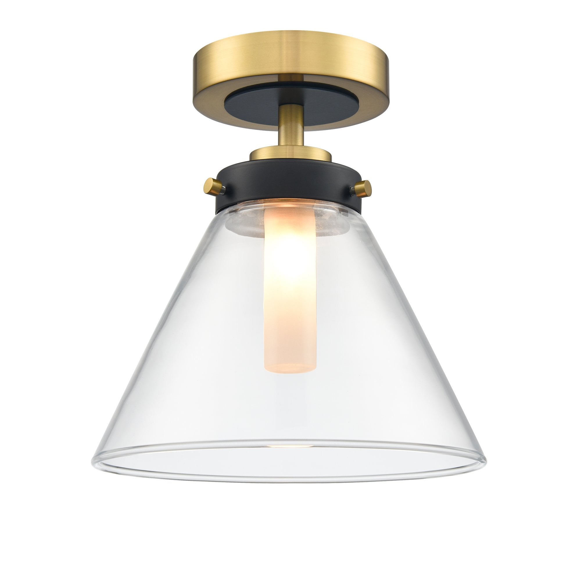 Franklite Conica IP44 Flush Fitting - Matt Black & Aged Brass