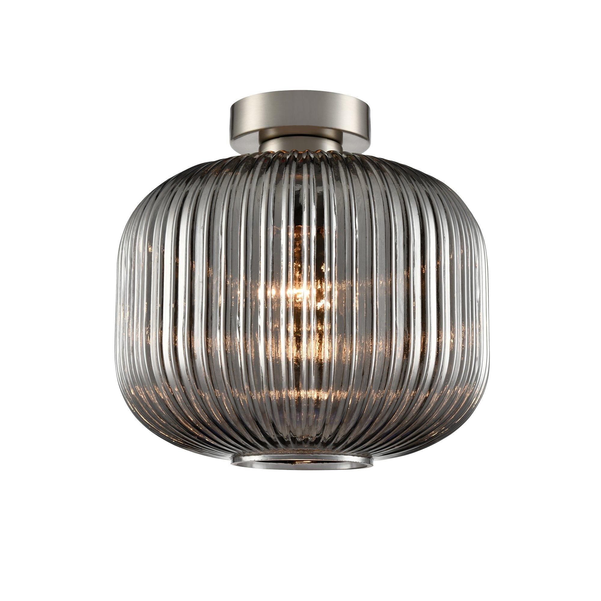 Franklite Mezcla Flush Fitting - Satin Nickel & Smoked Glass