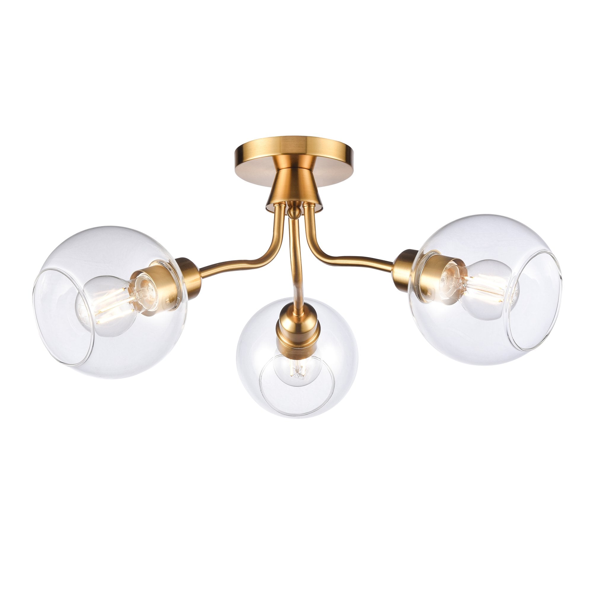 Franklite Chalice 3 Light Semi-Flush Fitting - Aged Brass