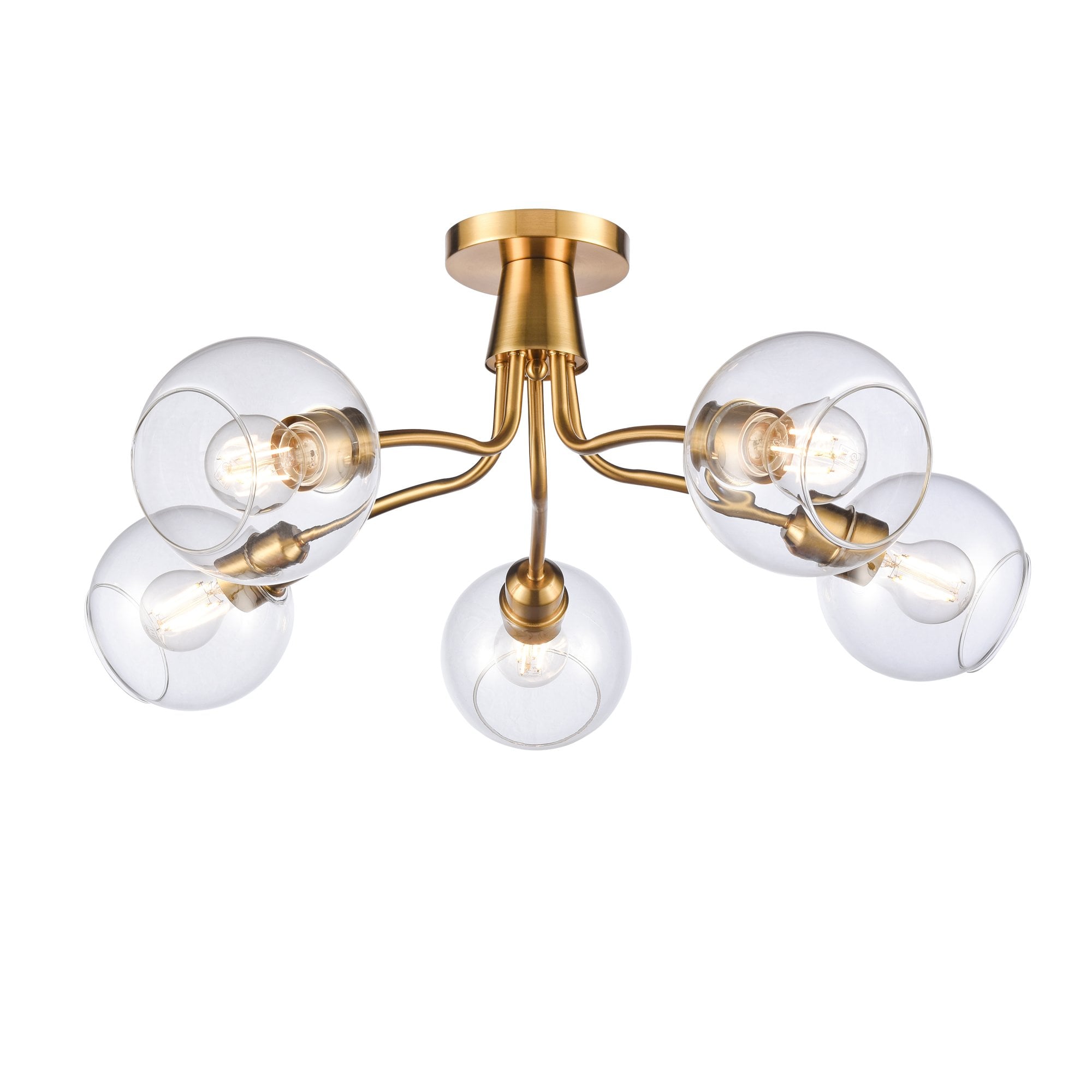 Franklite Chalice 5 Light Semi-Flush Fitting - Aged Brass