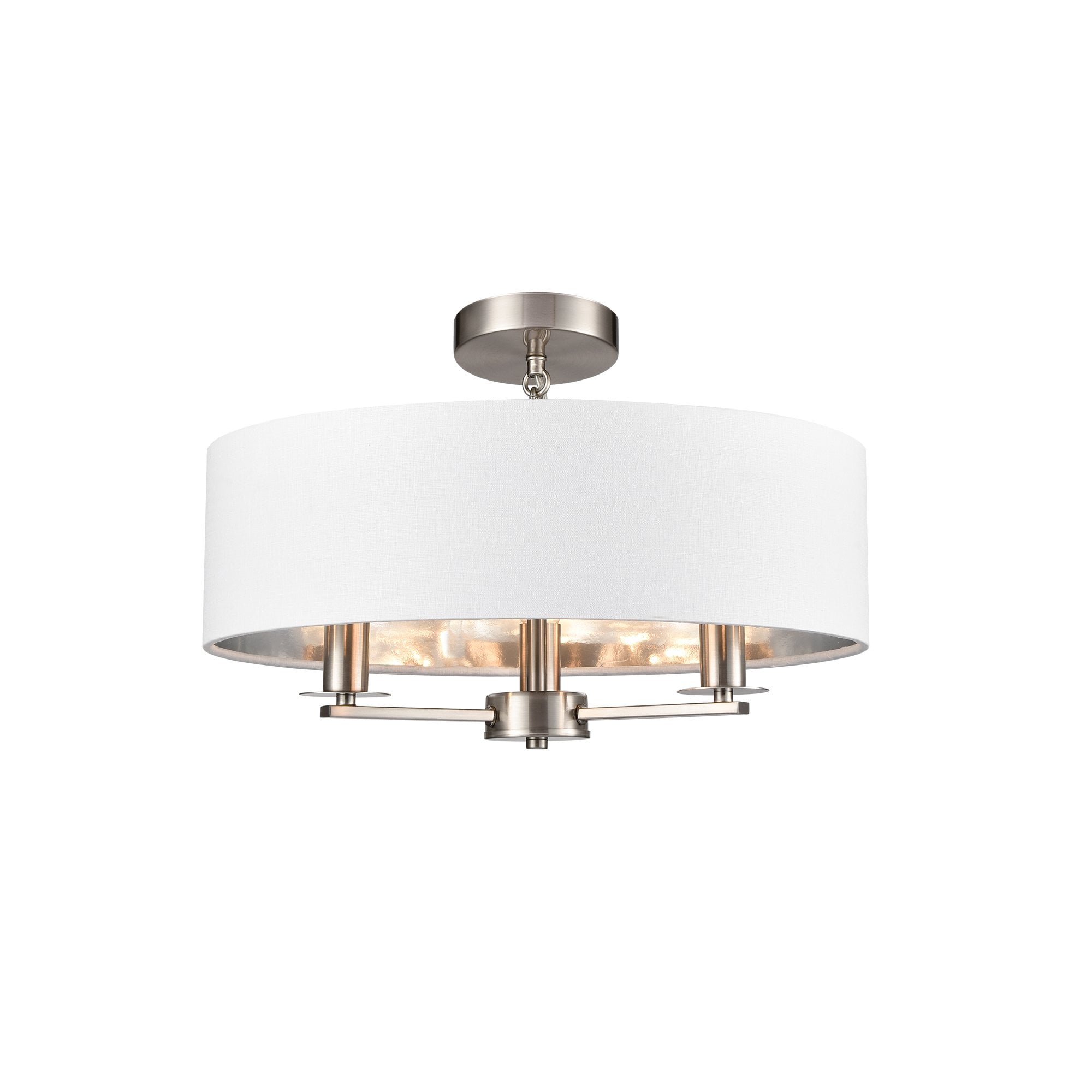 Franklite Windsor 3 Light Pendant - Satin Nickel & Cream Shade