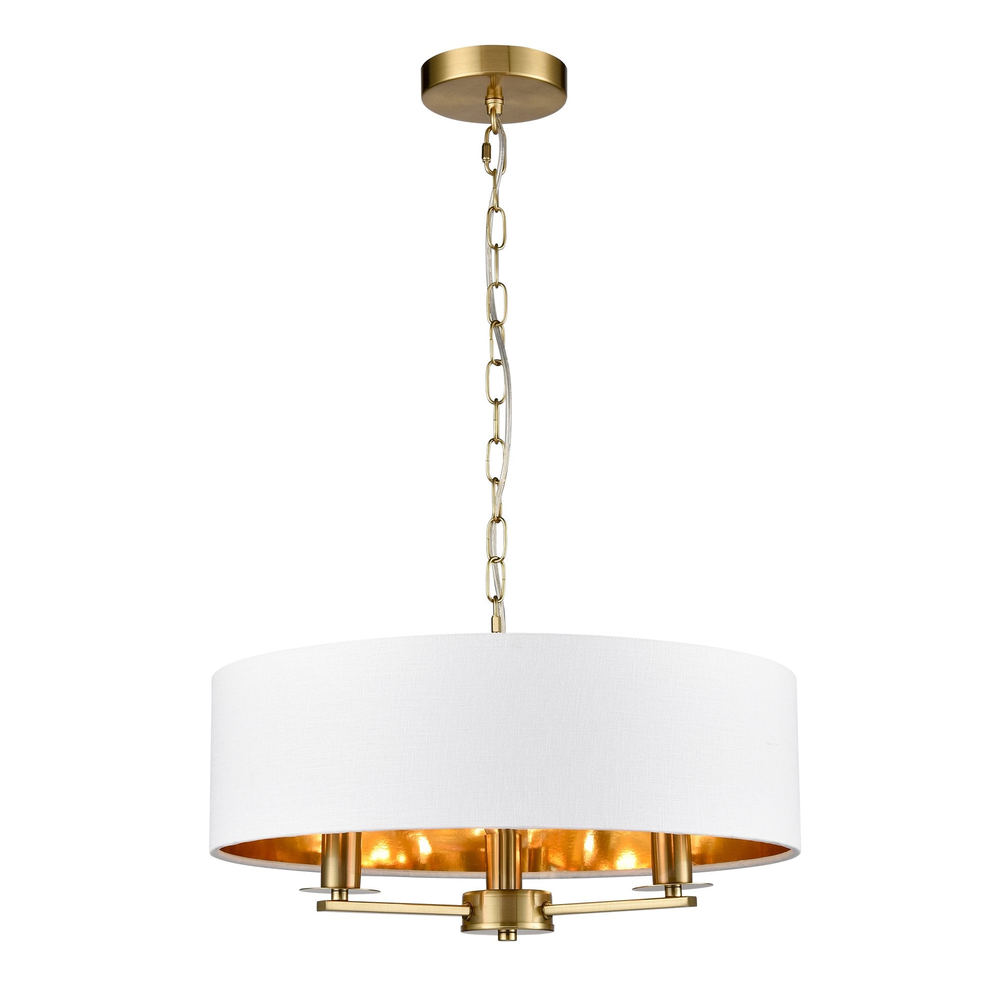 Franklite Windsor 3 Light Pendant - Aged Brass & Cream Shade