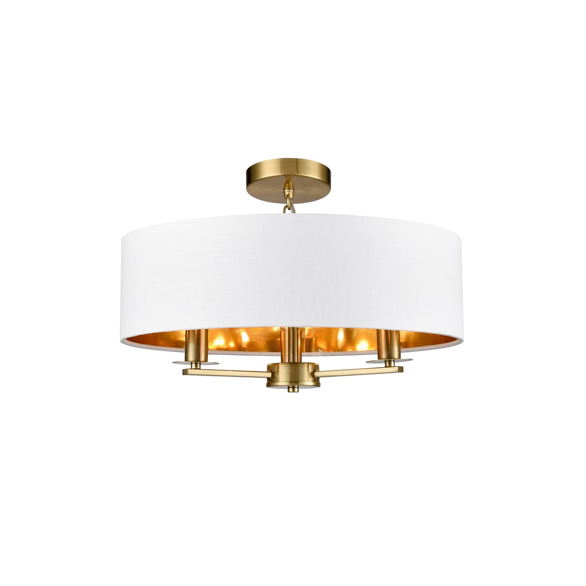 Franklite Windsor 3 Light Pendant - Aged Brass & Cream Shade