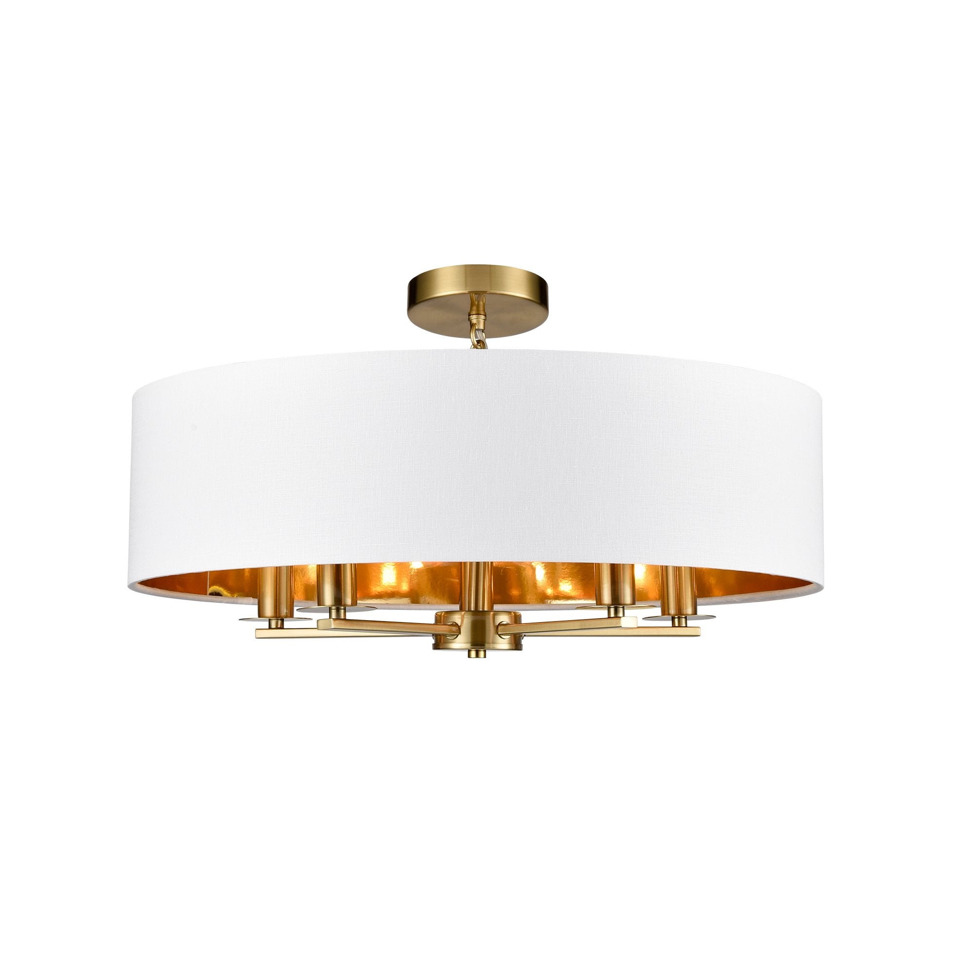 Franklite Windsor 5 Light Pendant - Aged Brass & Cream Shade