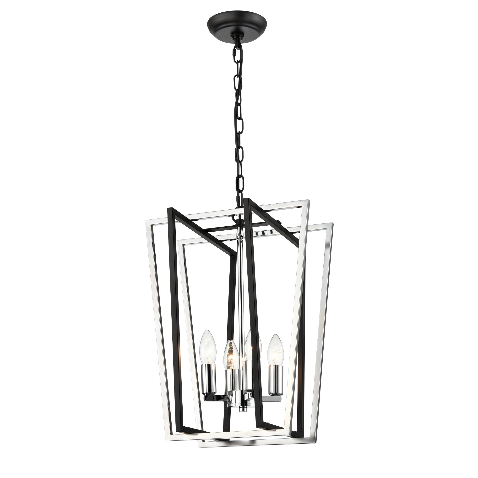 Franklite Aviary Large 4 Light Lantern - Matt Black & Chrome