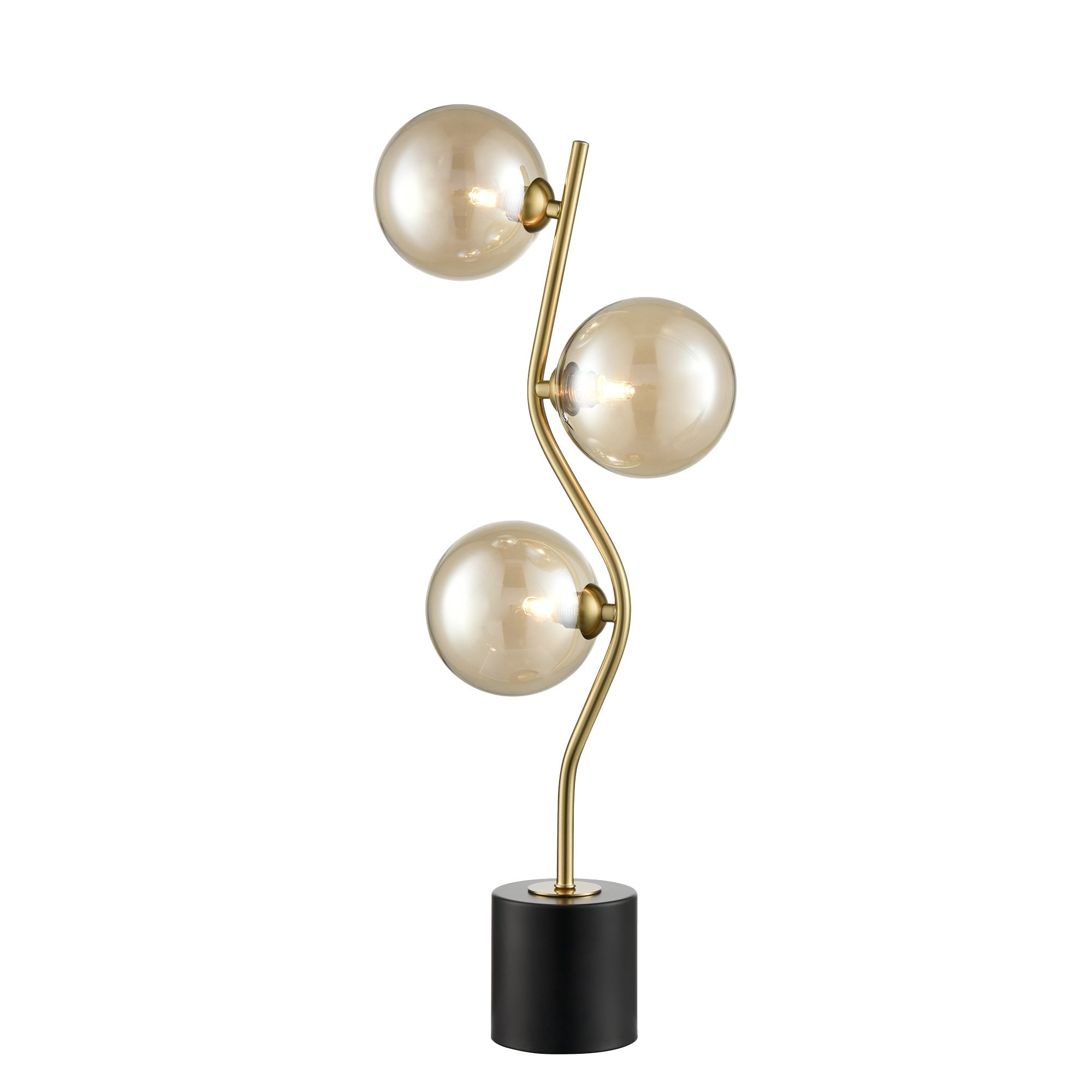 Franklite Cosmic Table Lamp - Antique Gold & Amber Glass
