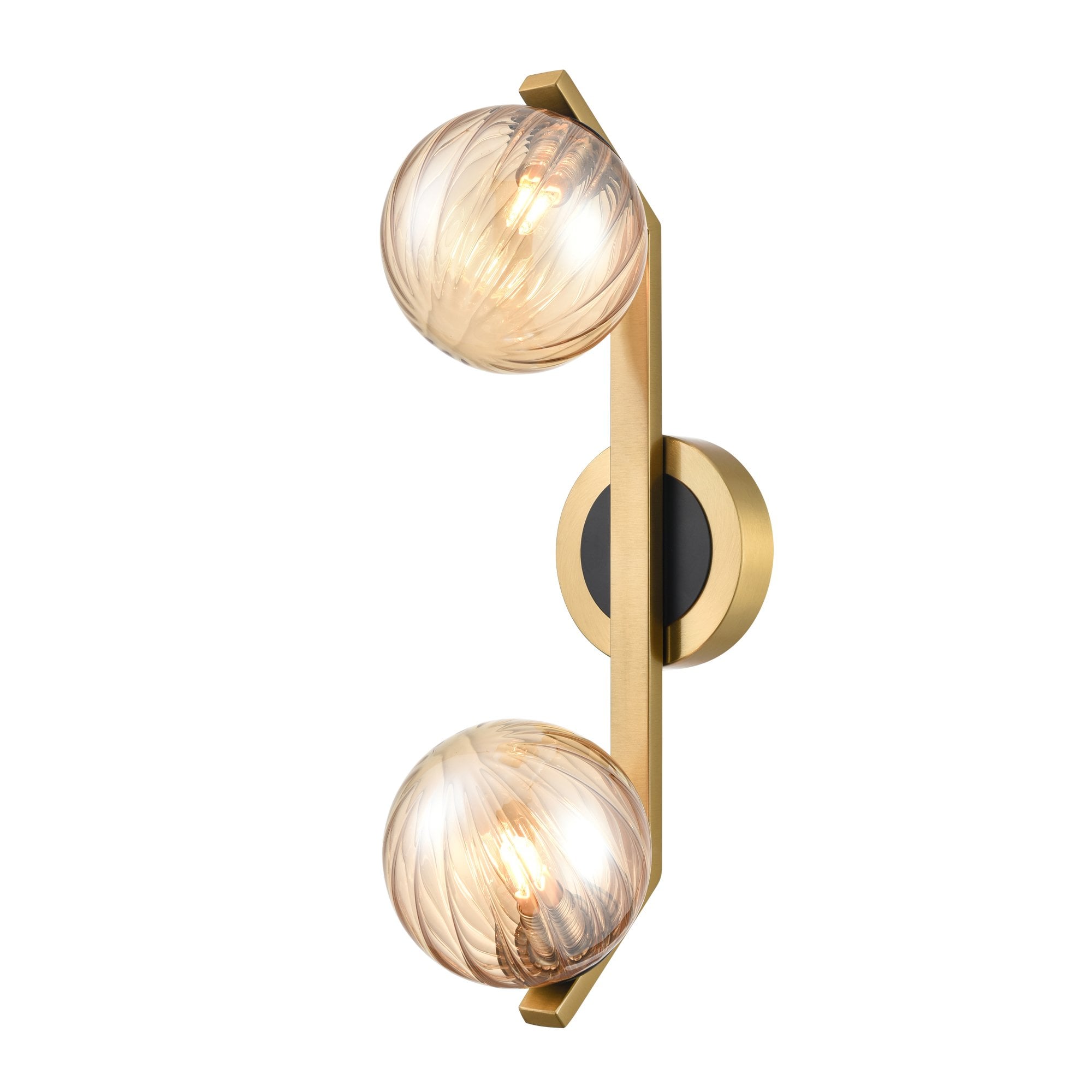 Franklite Oculus 2 Light IP44 Bracket - Matt Black & Aged Brass