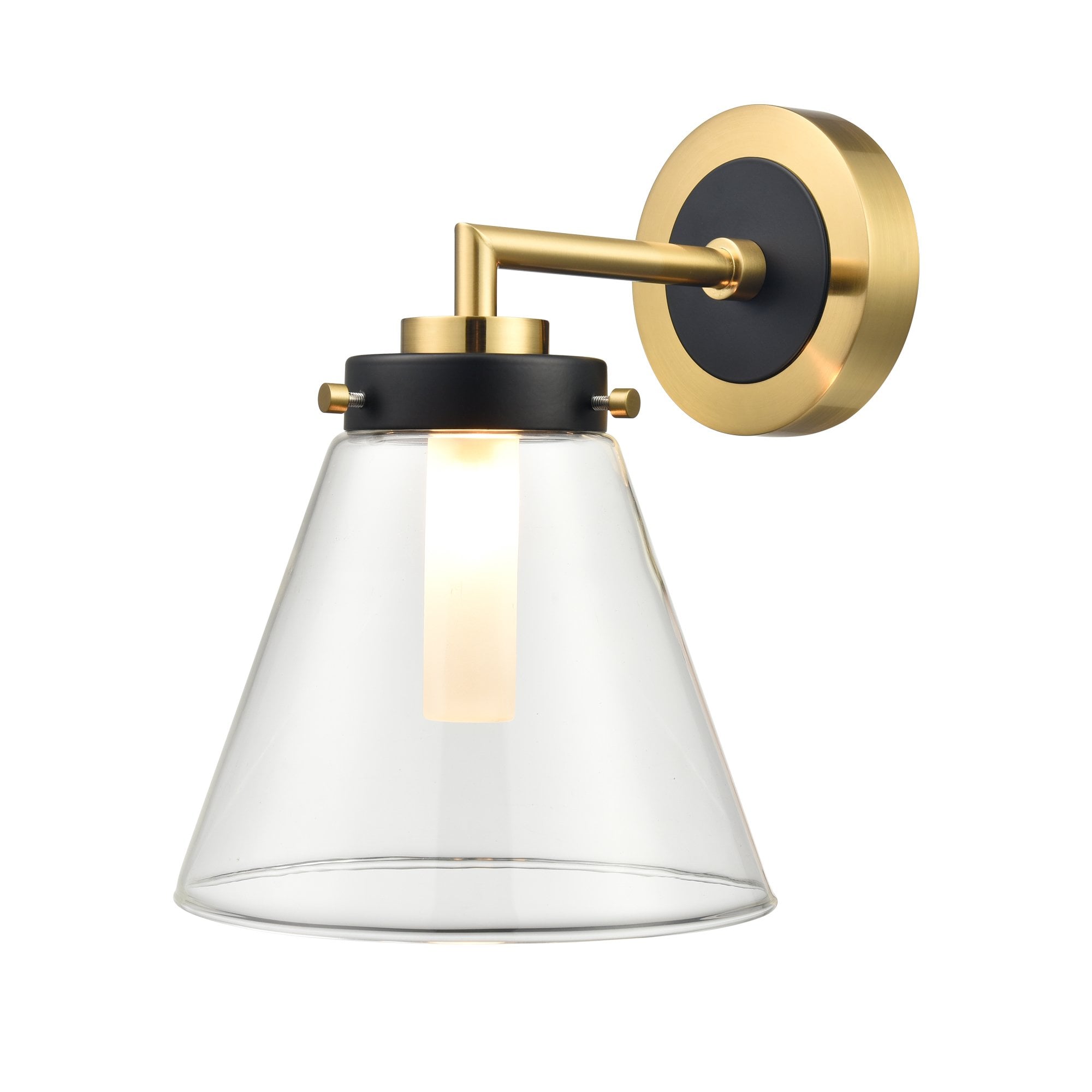 Franklite Conica 1 Light IP44 Wall Bracket - Matt Black & Aged Brass