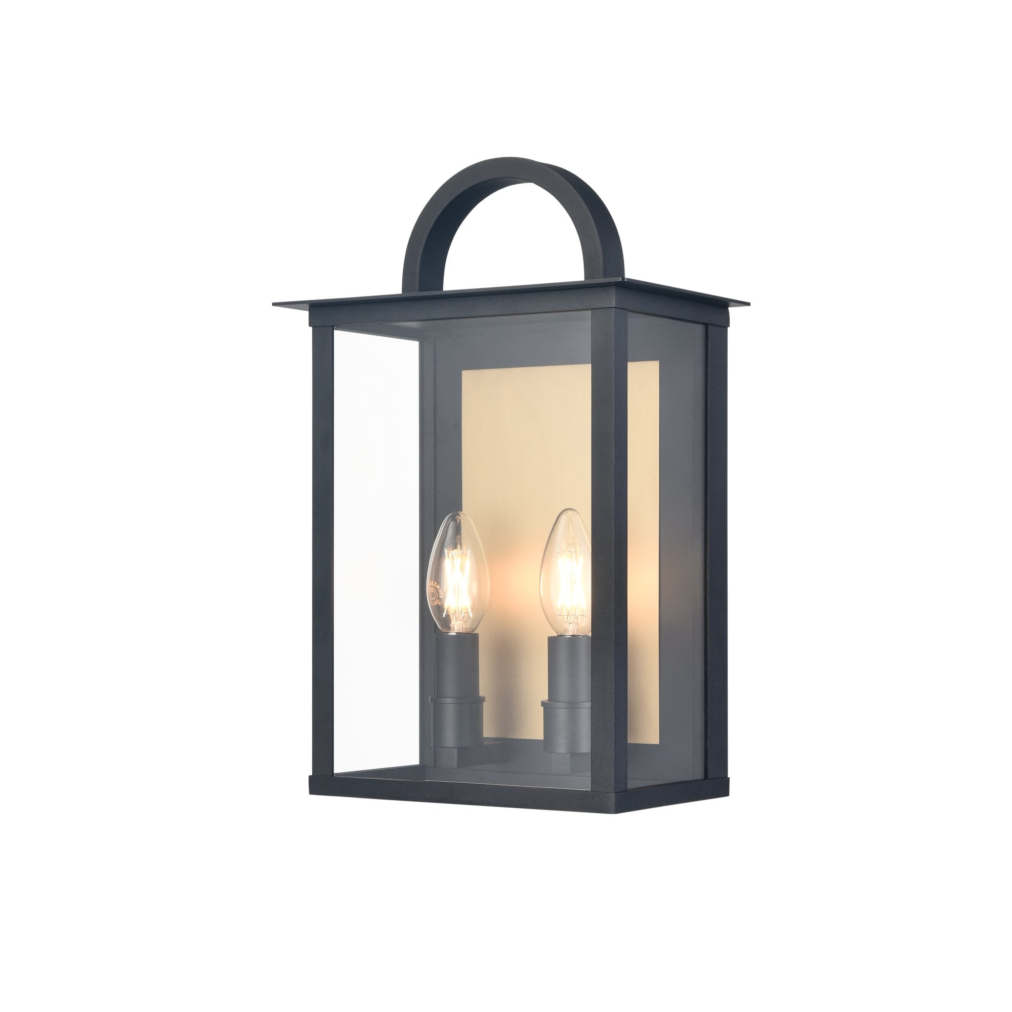 Franklite Nightingale 360mm 2 Light Wall Bracket - Matt Black & Aged Brass