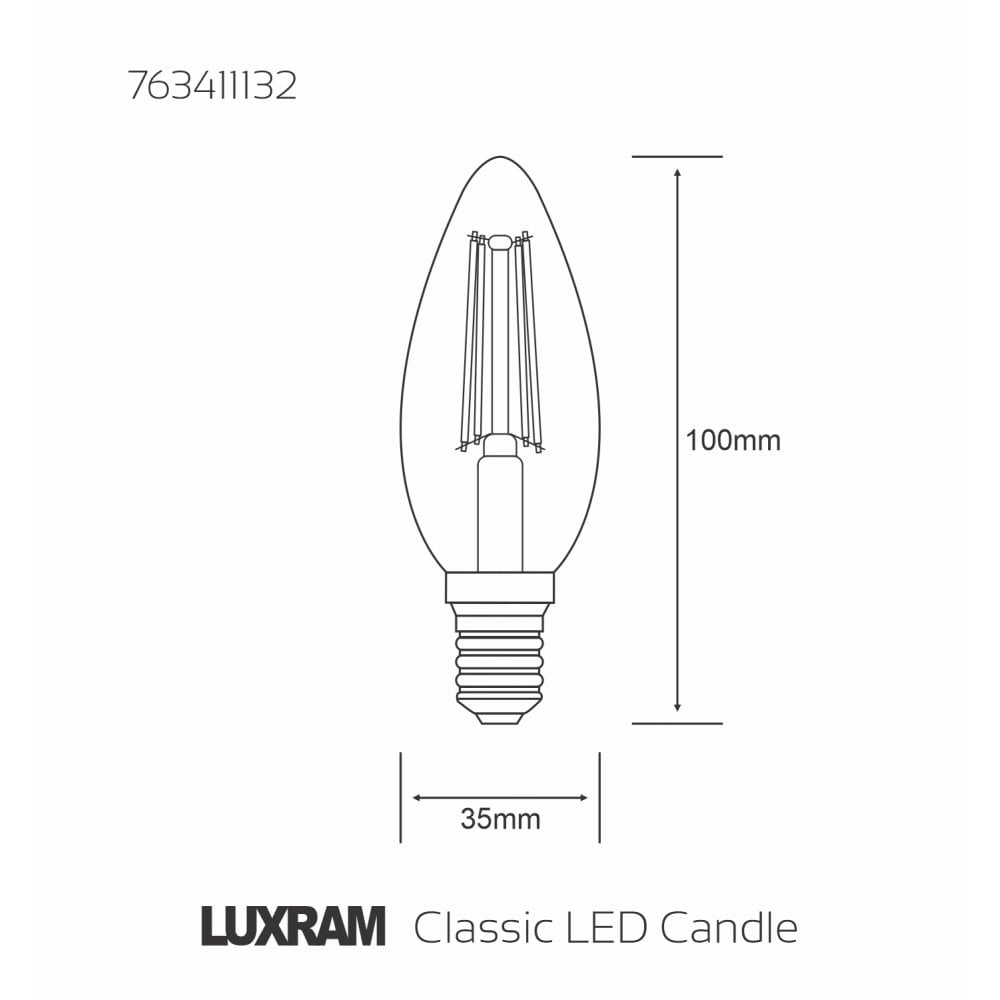 Luxram Value Classic 4W LED Candle E14 Natural White - 4000k (Non-Dimming)