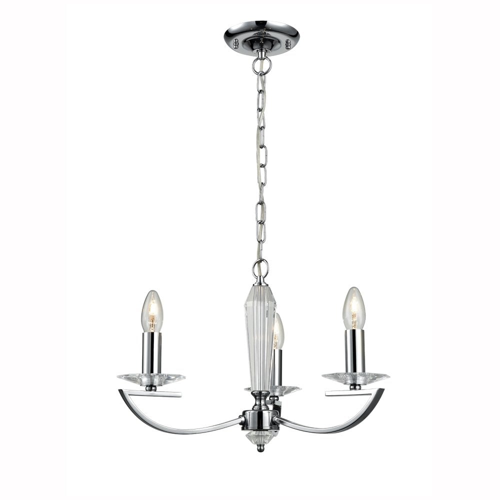 Franklite Artemis 3 Light Fitting - Chrome & Crystal Glass