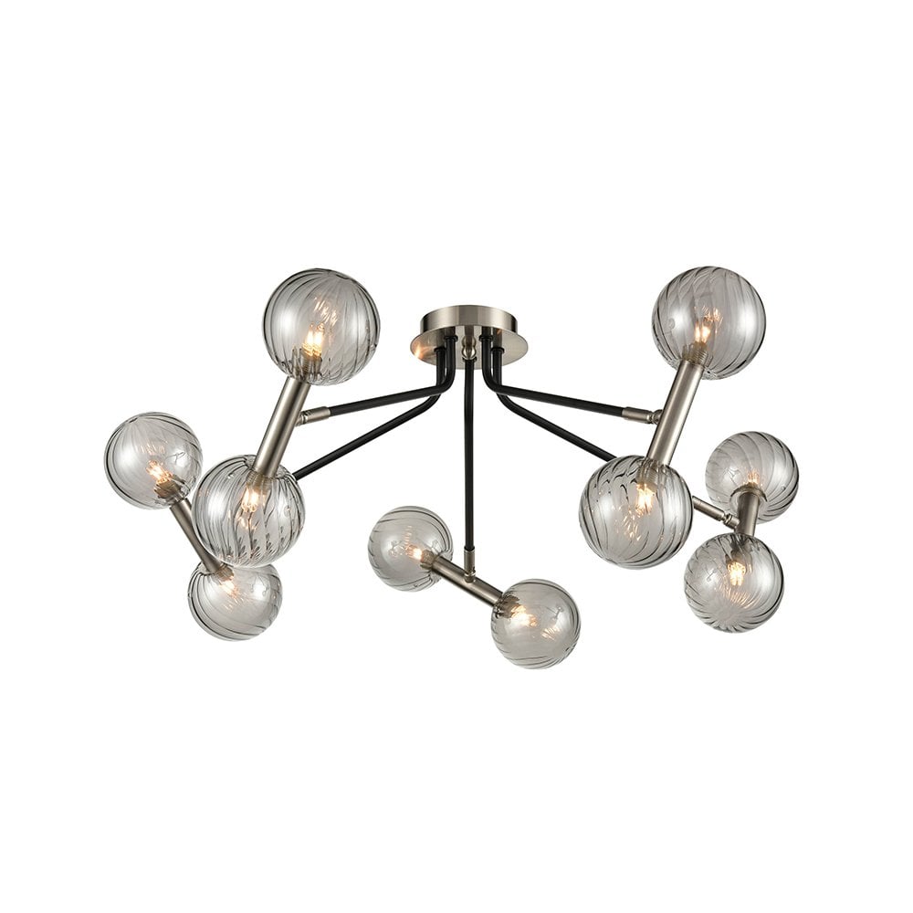 Franklite Atmo 10 Light Fitting - Chrome & Smoked Glass