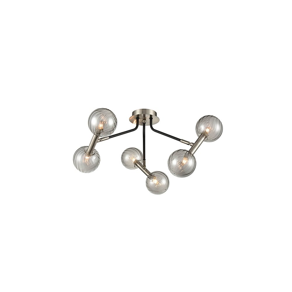 Franklite Atmo 6 Light Fitting - Chrome & Smoked Glass