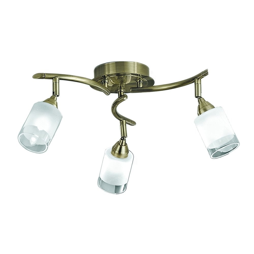 Franklite Campani 3 Light Fitting - Bronze & Clear Acid Glass