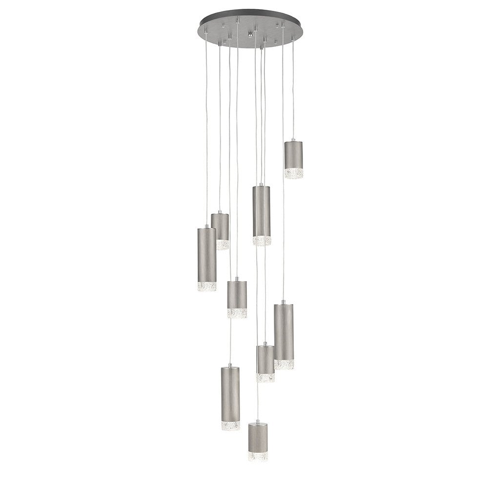Franklite Cordelia 9 Light Spreader Pendant - Satin Brushed Silver