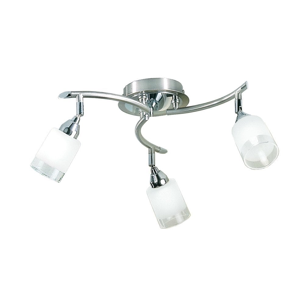 Franklite Campani 3 Light Fitting - Satin Nickel & Clear Glass