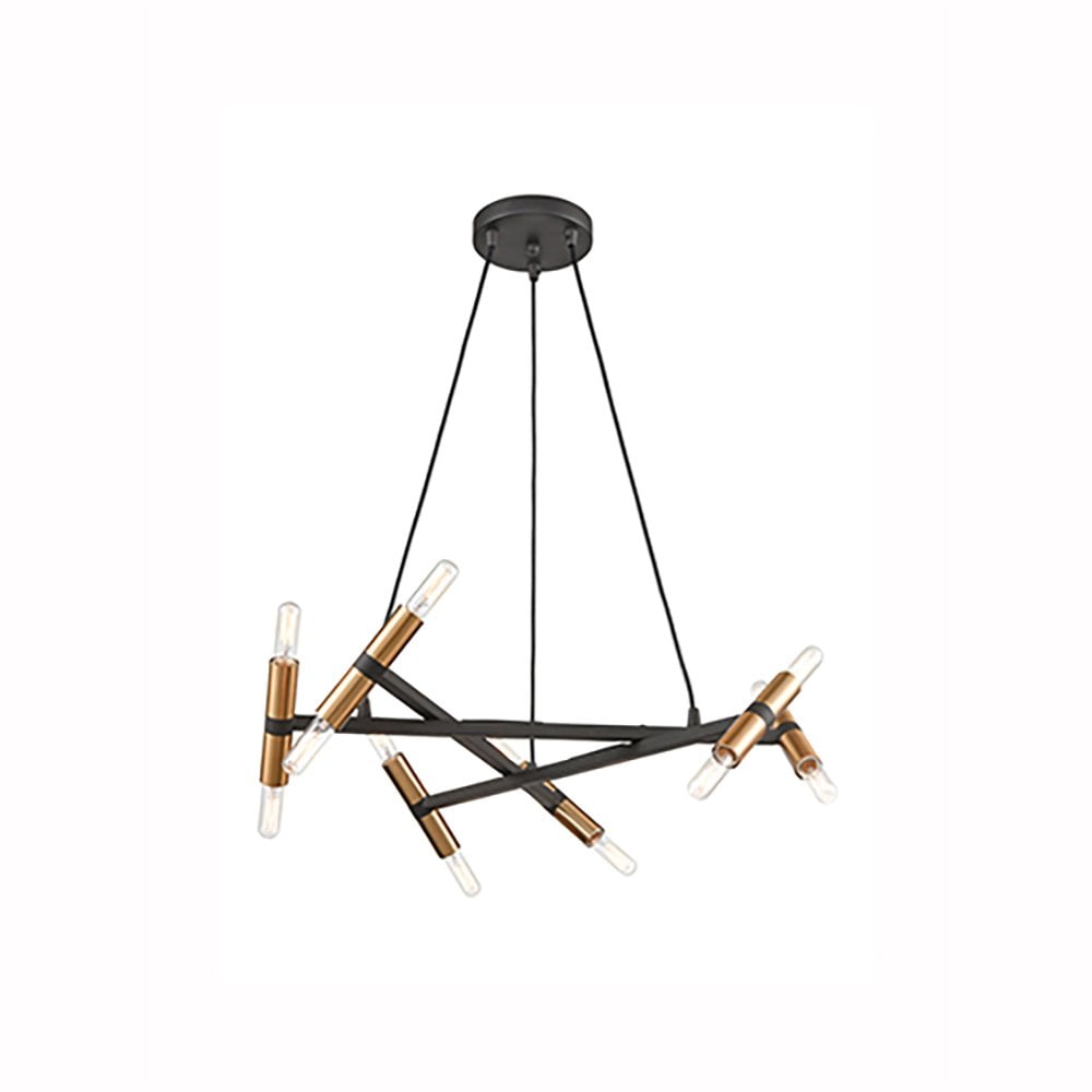 Franklite Anglit 12 Light Pendant - Gold & Matt Black