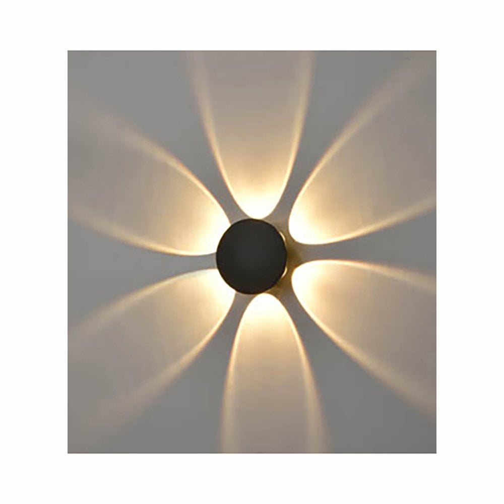 Franklite Aura 6 Light Circular Wall Fitting - Cast Aluminium & Matt Black