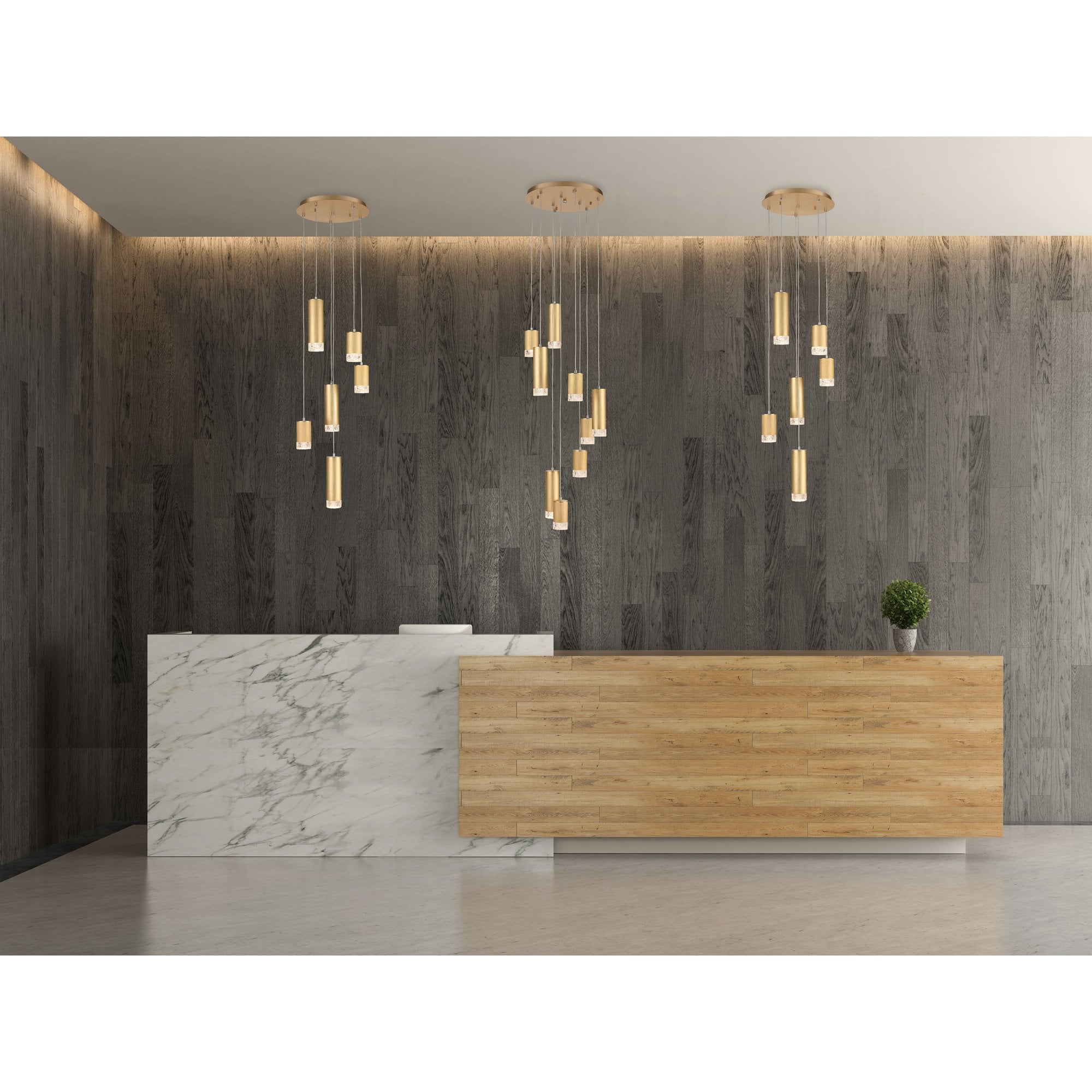 Franklite Cordelia 6 Light Spreader Pendant - Satin Brushed Gold