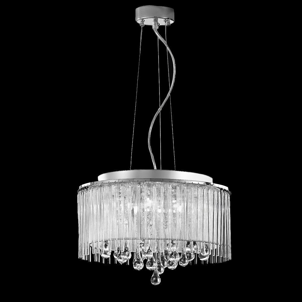 Franklite Spirit 400mm 6 Light Pendant - Chrome & Crystal Glass