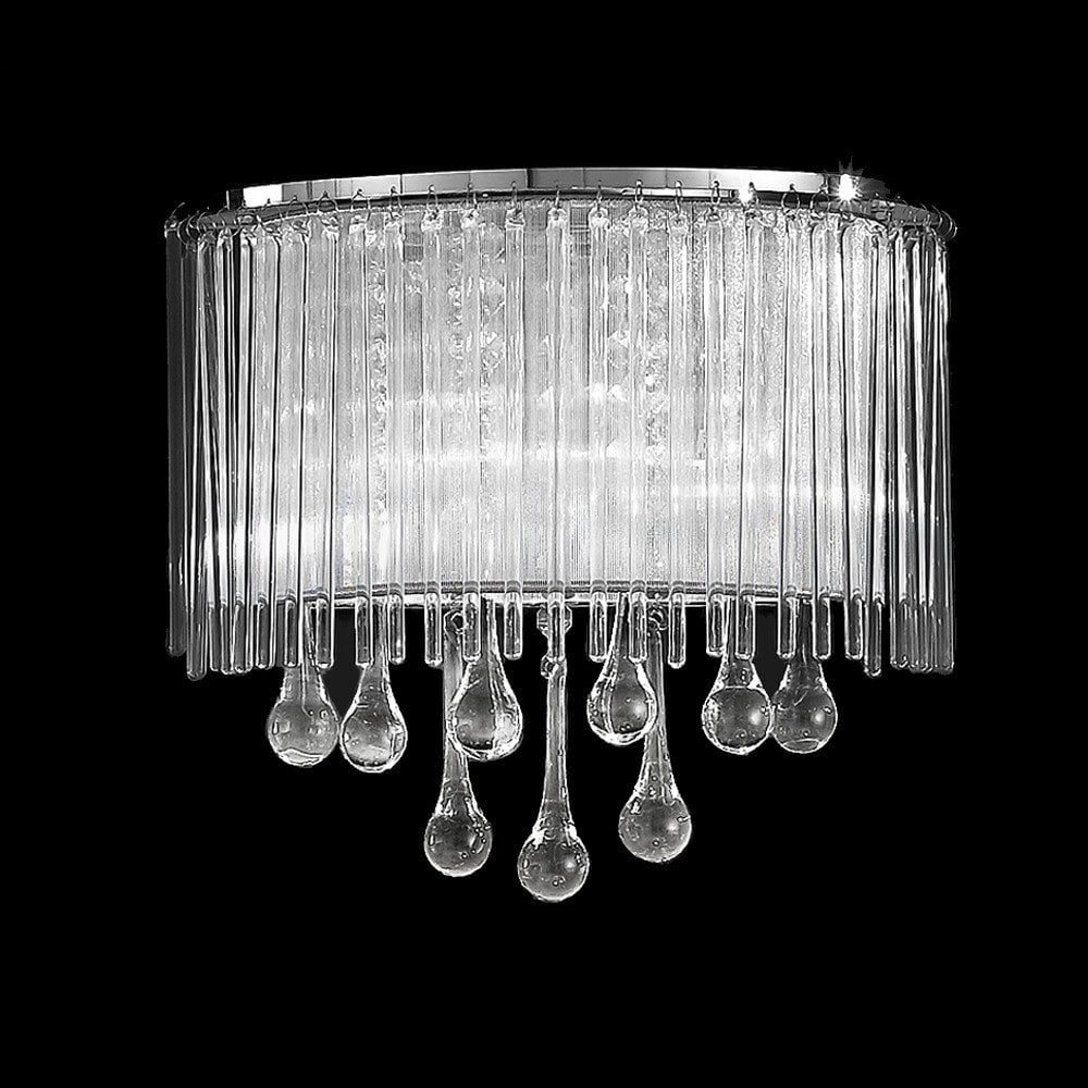 Franklite Spirit 2 Light Wall Bracket - Chrome & Crystal Glass