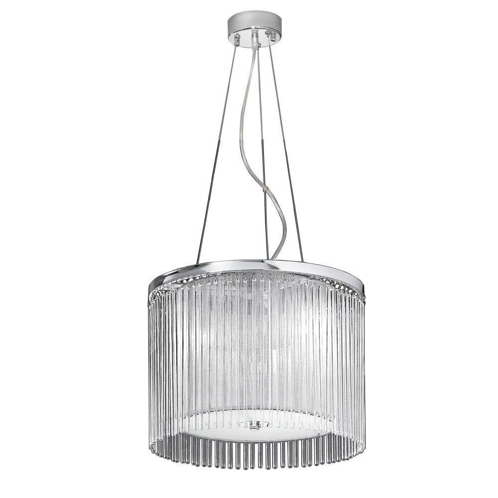 Franklite Eros 3 Light Pendant - Chrome & Glass